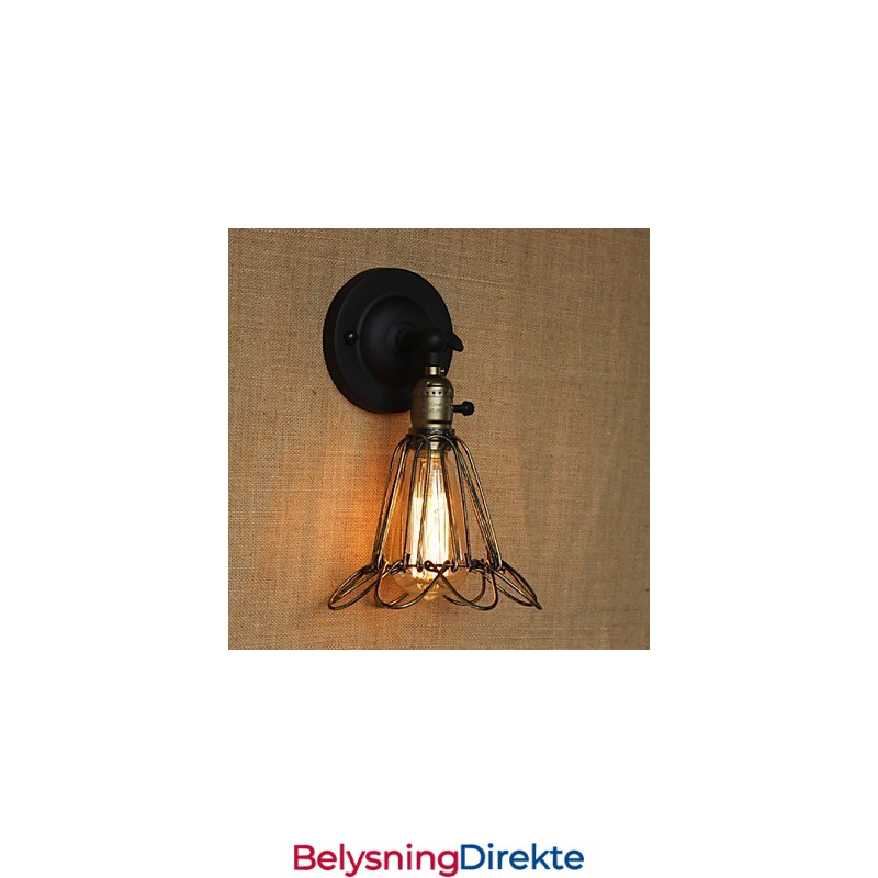 Amerikansk Industriell Stil Gjerde Jernnett Bronse Dekorativ Vegglampe