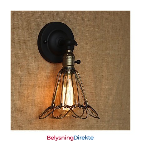 Amerikansk Industriell Stil Gjerde Jernnett Bronse Dekorativ Vegglampe