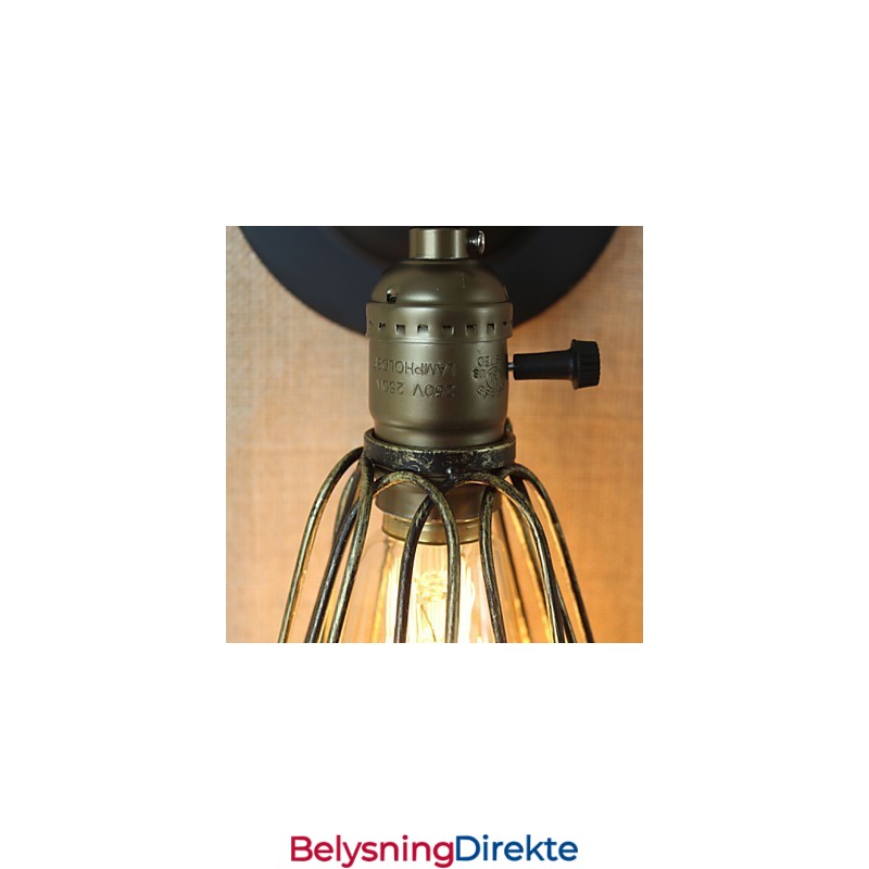 Amerikansk Industriell Stil Gjerde Jernnett Bronse Dekorativ Vegglampe