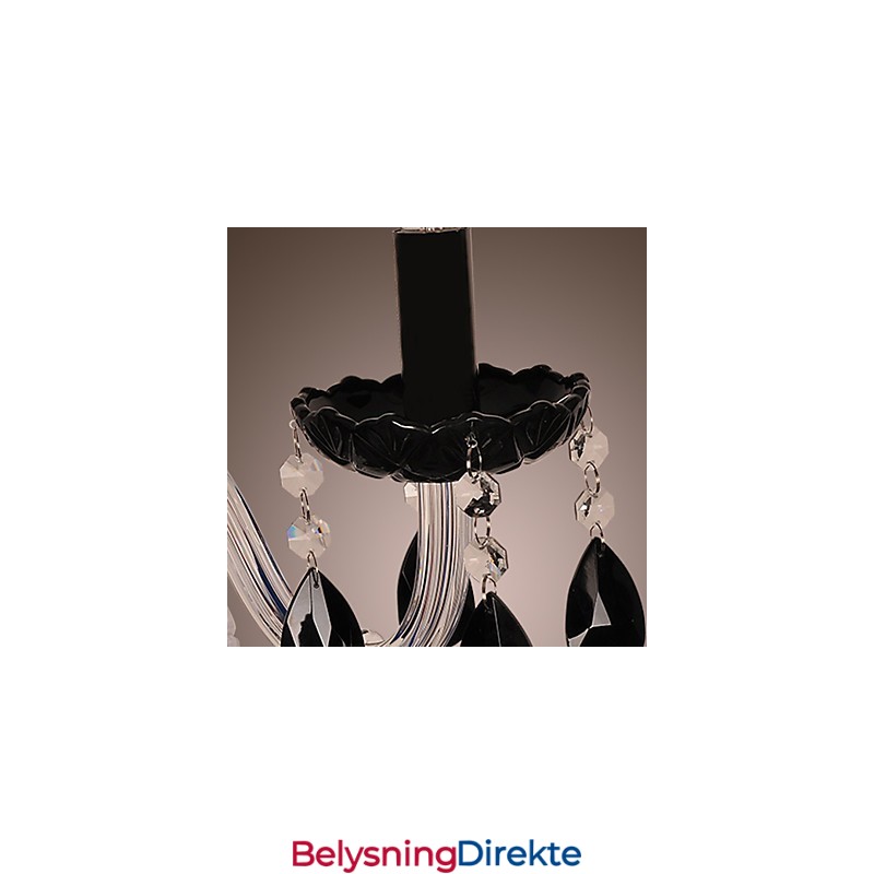 Svart Krystallvegglampe Med Stearinlyspære