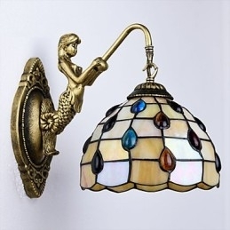 Europeisk Middelhavskontraktert Landlig Kreativ Smijernsvegglampe Glasslamper