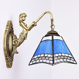 Europeisk Middelhavskontraktert Landlig Kreativ Smijernsvegglampe Glasslamper