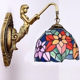 Europeisk Kontraktsfestet Landlig Kreativ Smijernsvegglampe Glasslamper