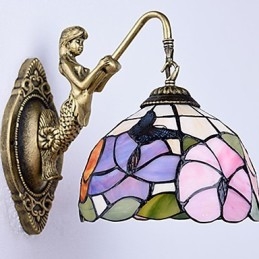 Europeisk Kontraktsfestet Landlig Kreativ Smijernsvegglampe Glasslamper