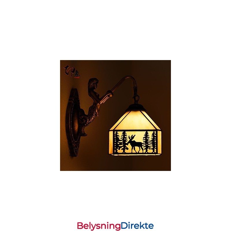 Julehjort Europeisk Kontraktsfestet Landlig Kreativ Smijernsvegglampe Glasslys