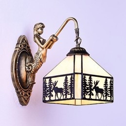 Julehjort Europeisk Kontraktsfestet Landlig Kreativ Smijernsvegglampe Glasslys