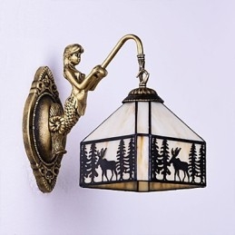 Julehjort Europeisk Kontraktsfestet Landlig Kreativ Smijernsvegglampe Glasslys