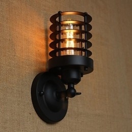 Retro Enkel Elegant Svart Nattbordstrapp Balkong Dekorativ Vegglampe