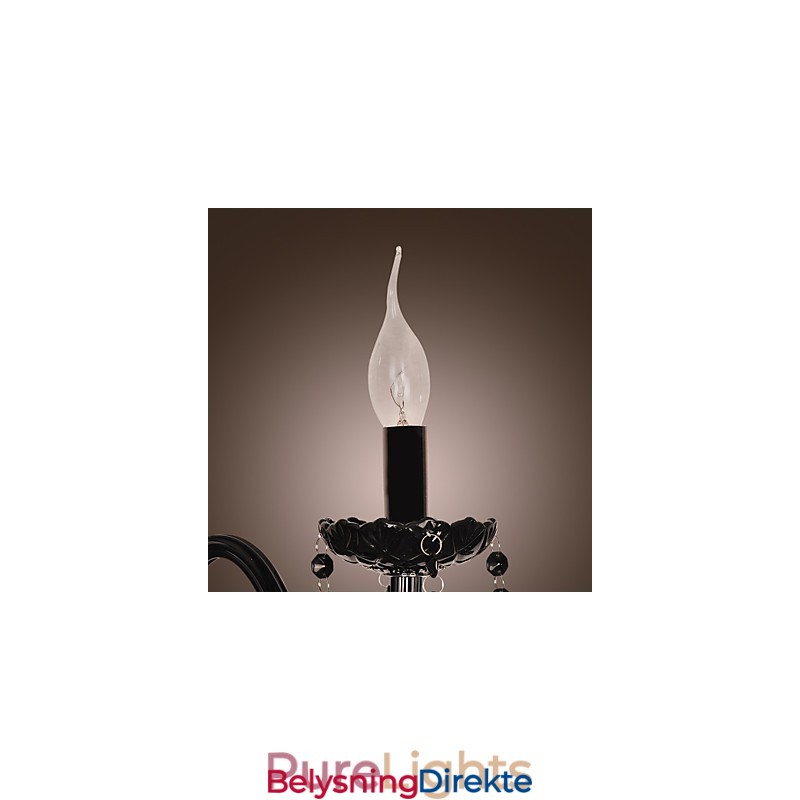 Svart Krystallvegglampe Med Stearinlyspære