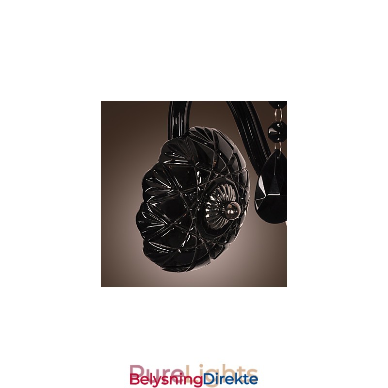 Svart Krystallvegglampe Med Stearinlyspære