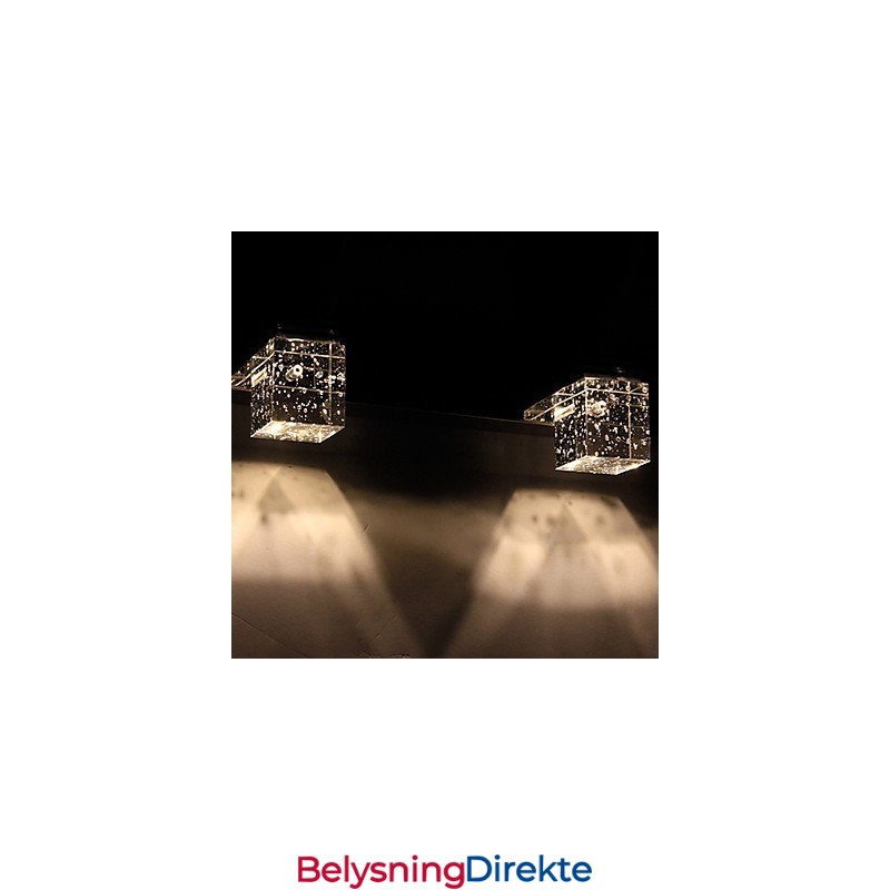 Moderne Vegglampe Med Glassboble, Kubisk Skjerm, Speilfrontstil