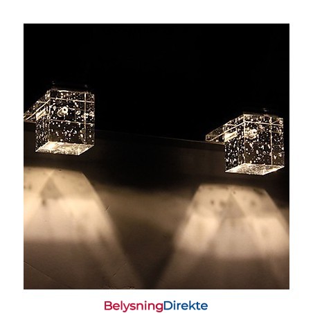 Moderne Vegglampe Med Glassboble, Kubisk Skjerm, Speilfrontstil