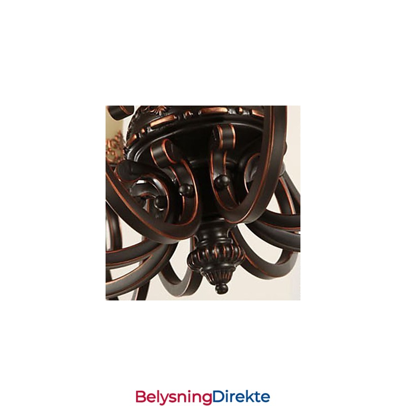 Lysekrone Anhengslampe 6 Lys Lampeskjerm Nede Vintage Landlig Metall + Glass