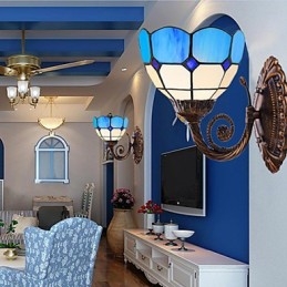 Europeisk Type Restaurerende Gamle Skikker Vegglampe Kreative Middelhavsglasslamper