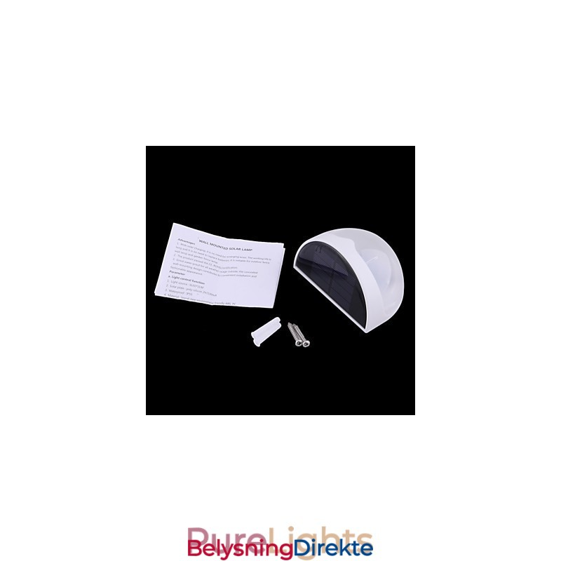 Soldrevet Vanntett Ip55-Lampe Hvit + Svart