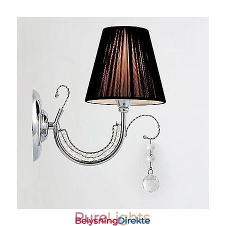 Moderne Vegglampe Med Stoffskjerm I Lysekronestil, Krystalldråpeformet Arm