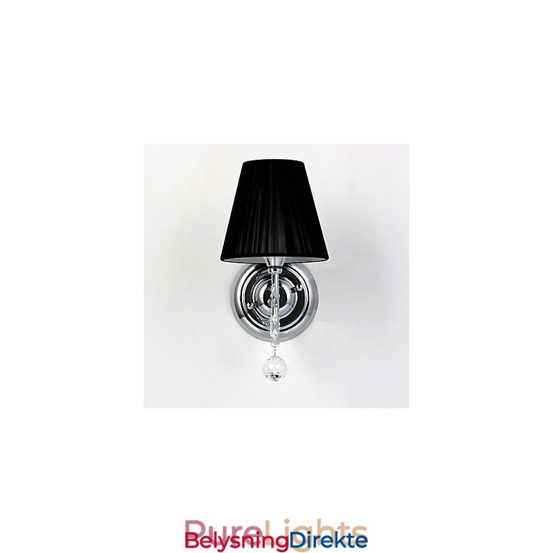 Moderne Vegglampe Med Stoffskjerm I Lysekronestil, Krystalldråpeformet Arm