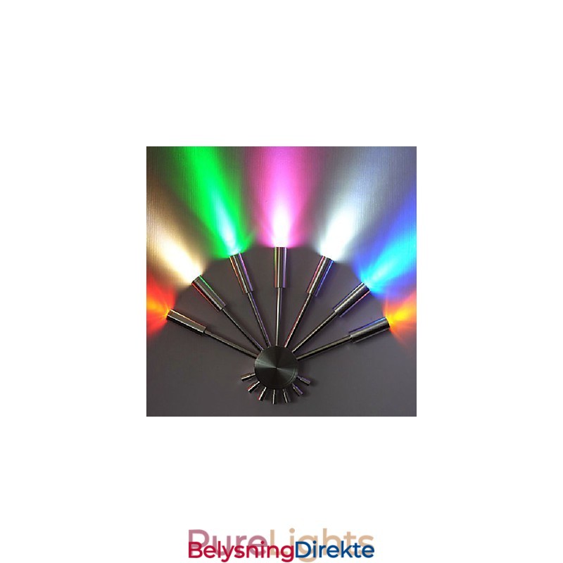 Moderne Vegglampe Med Spredende Lys, Vifteformet, 7 Metallstenger, Elegant Stil