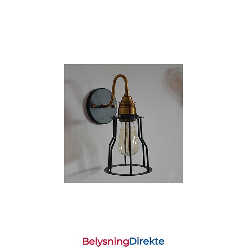 Minimalistisk Kunstnerisk Vegglampe Med Svart Metallskjelettskjerm