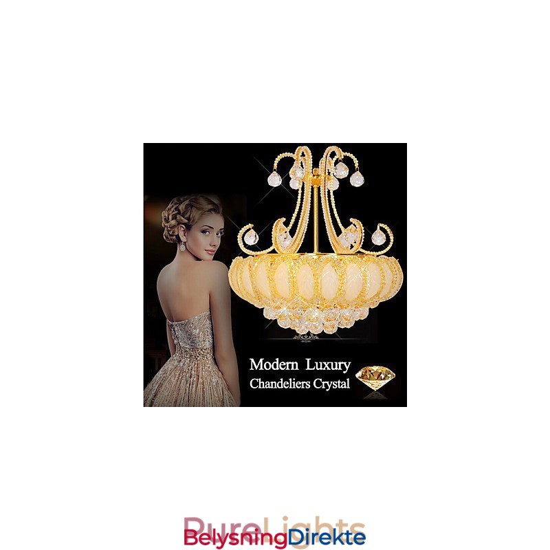 Moderne Luksuriøs Lysekrone I Krystall Med Anhengslampe, Diameter 50 Cm, Inneholder 8 Pærer