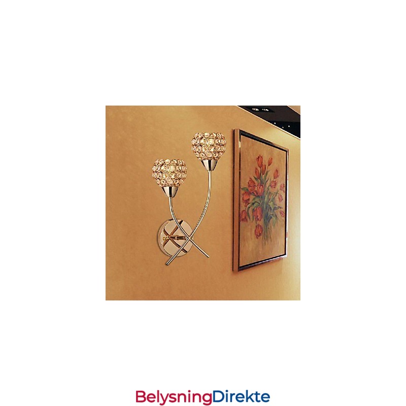 Krystallgyllen Vegglampe I 2 Lyskilder