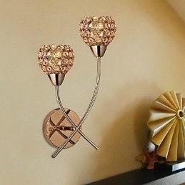 Krystallgyllen Vegglampe I 2 Lyskilder