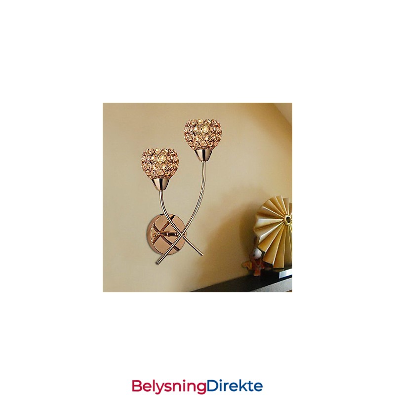 Krystallgyllen Vegglampe I 2 Lyskilder