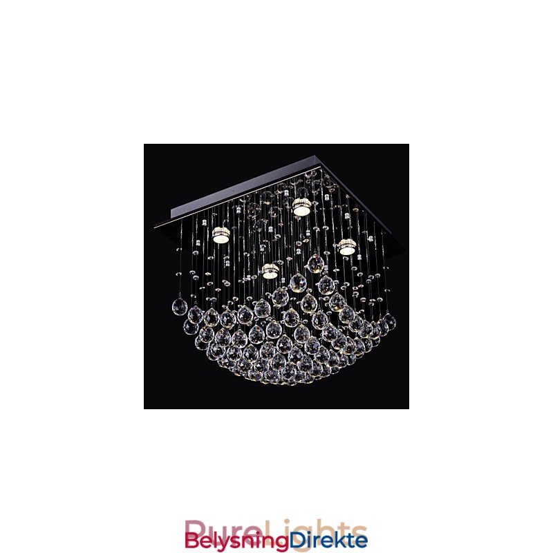 Elegant Kinesisk Krystalllysekrone Med 4 Lys Og Innfelt Montering