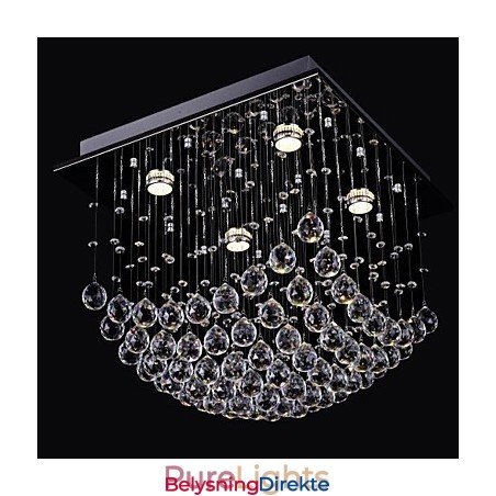 Elegant Kinesisk Krystalllysekrone Med 4 Lys Og Innfelt Montering