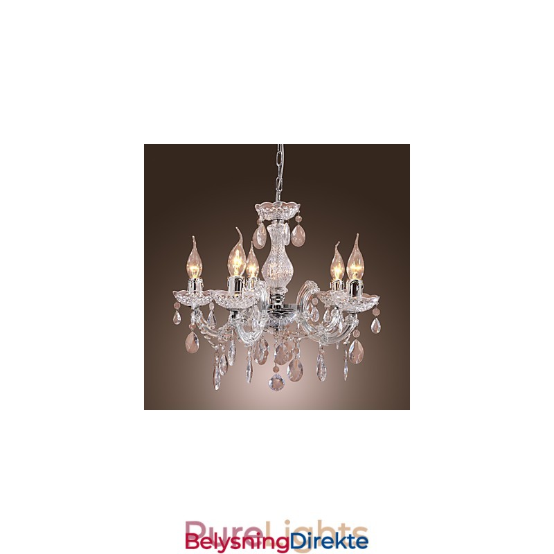 Upligh Krom Taklampe Stearinlys Akryl Armatur Lysekrone Anheng