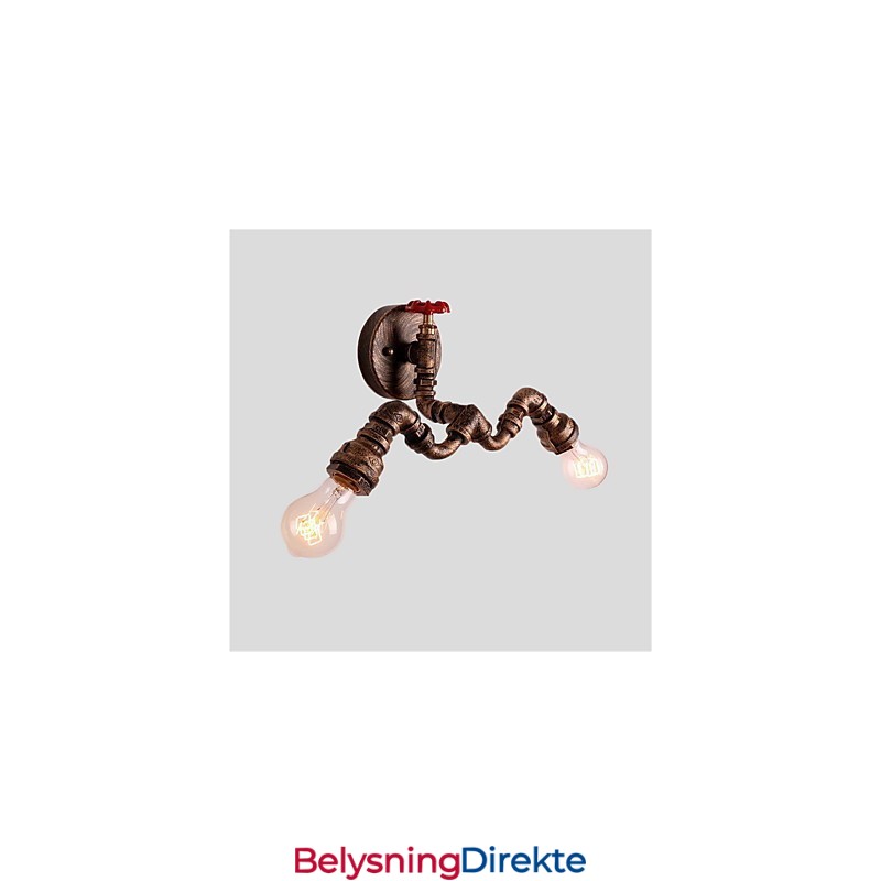 Vintage Industrielle Rørvegglamper Kreative Lys Restaurant Kafé Bar Dekorasjonsbelysning Med 2 Lys Malt Finish