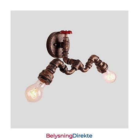 Vintage Industrielle Rørvegglamper Kreative Lys Restaurant Kafé Bar Dekorasjonsbelysning Med 2 Lys Malt Finish