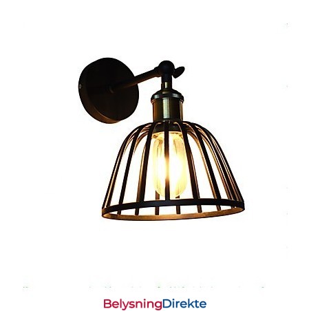 Lysmalt Stålvegglampe Dum Svart Amerikansk Kaffedekorasjon Retro Vegglampe Lyssabellampe På Vegg