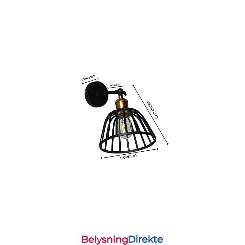 Lysmalt Stålvegglampe Dum Svart Amerikansk Kaffedekorasjon Retro Vegglampe Lyssabellampe På Vegg
