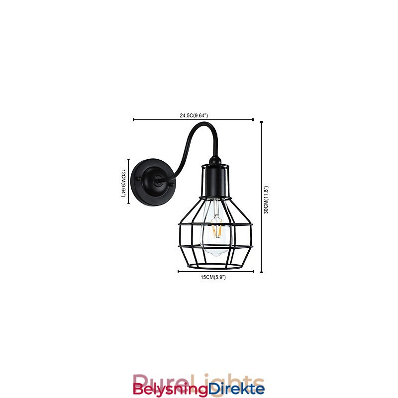 Vegglampe Vegglampe Veggjernsvegglampe Dum Black Lightsaber-Lampe På Veggen