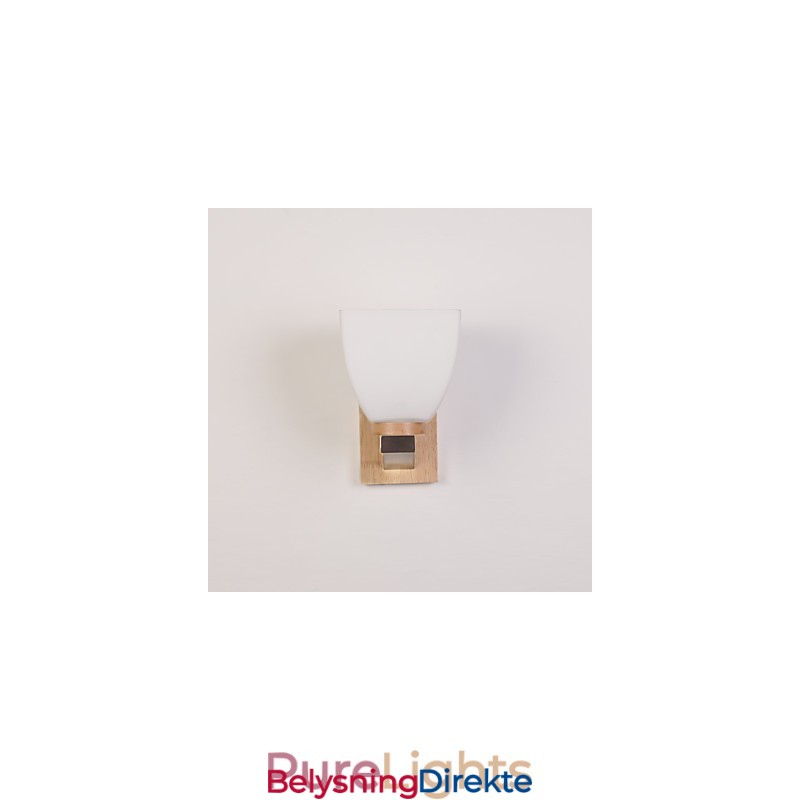 Enkel Vegglampe, Nattbordslampe Med Glassskjerm Og Heltre Til Soverom, Kommode, Stue, Babyrom, Studentrom, Salongbord, Bokhylle