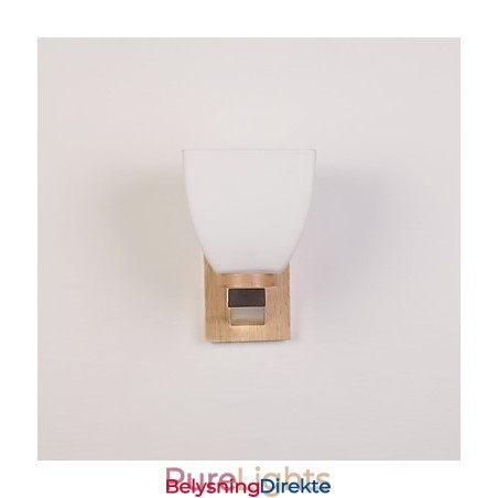 Enkel Vegglampe, Nattbordslampe Med Glassskjerm Og Heltre Til Soverom, Kommode, Stue, Babyrom, Studentrom, Salongbord, Bokhylle