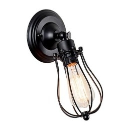 Vintage Vegglampe Industriell Vegglampe Svart Metalltråd Burvegglampe