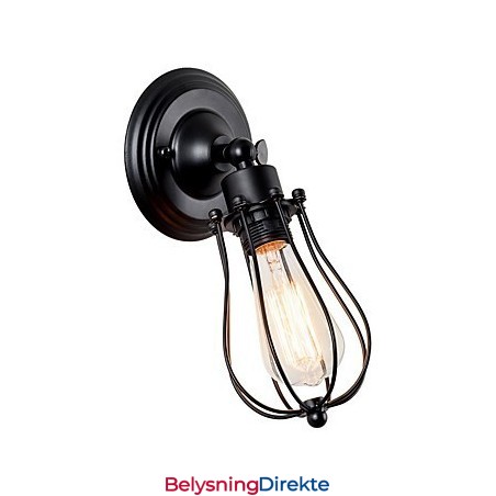 Vintage Vegglampe Industriell Vegglampe Svart Metalltråd Burvegglampe