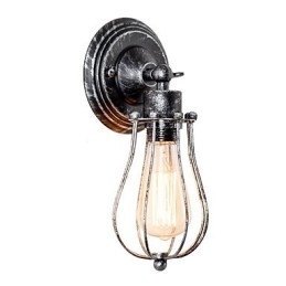 Vintage Vegglampe Industriell Vegglampe Svart Metalltråd Burvegglampe