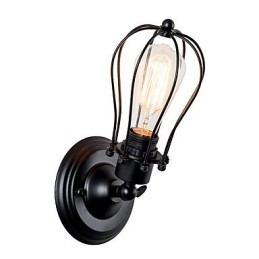 Vintage Vegglampe Industriell Vegglampe Svart Metalltråd Burvegglampe