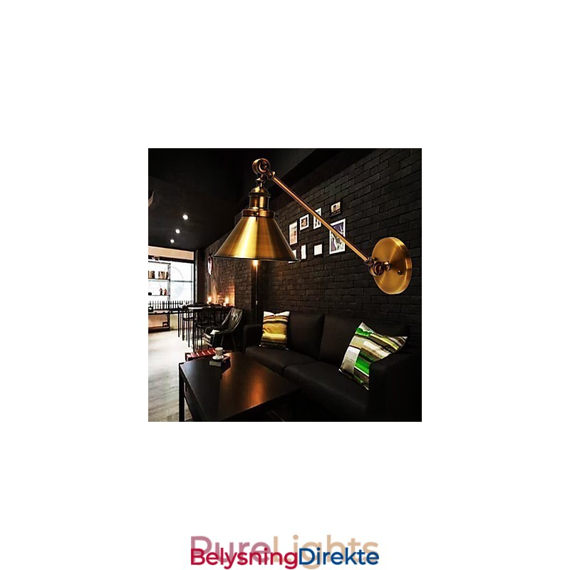 Vintage Metall Vegglampe Montert Retro Industriell Vegglampe Lampeskjerm Justerbar Nattlysarmaturer