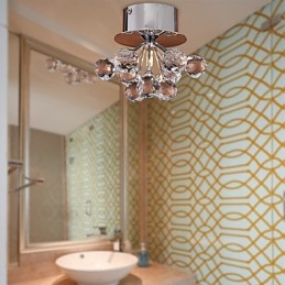 Moderne Samtids Krystall Mini Stil Krom Metall Innfelt Montering