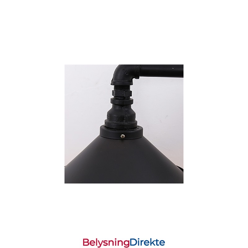 Vintage Industrielle Rørvegglamper Svart Metallskjerm Restaurant Kafé Bar Dekorasjonsbelysning Med 2 Lys Malt Finish