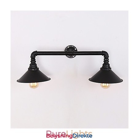2 Hoder Retro Industrielle Rørvegglamper Enkel Loft Svart Metall Spisestue Kjøkken Bar Kafé Dekorasjonsbelysning