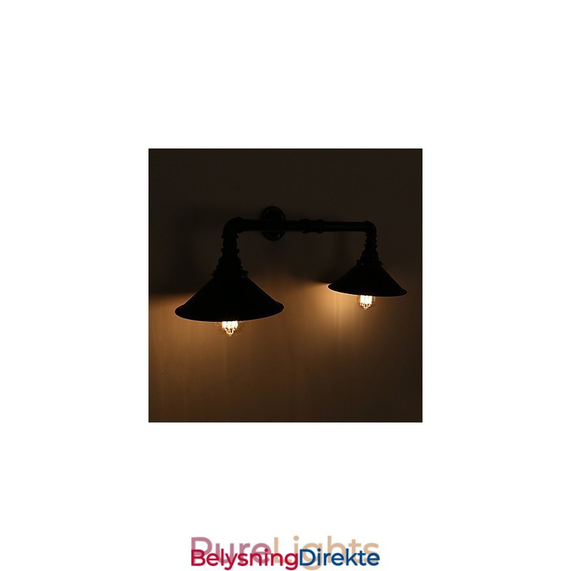 2 Hoder Retro Industrielle Rørvegglamper Enkel Loft Svart Metall Spisestue Kjøkken Bar Kafé Dekorasjonsbelysning