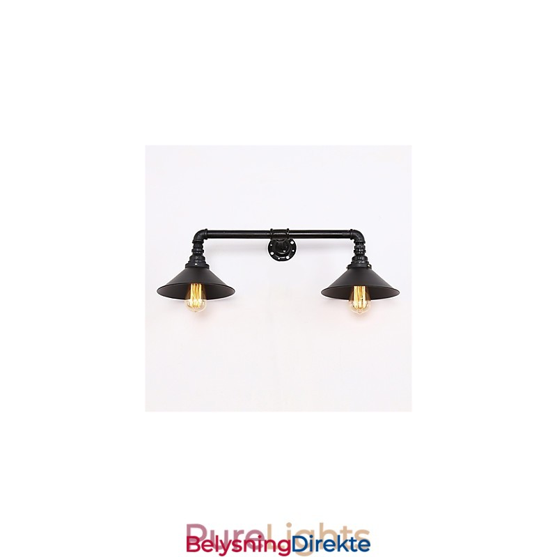 2 Hoder Retro Industrielle Rørvegglamper Enkel Loft Svart Metall Spisestue Kjøkken Bar Kafé Dekorasjonsbelysning