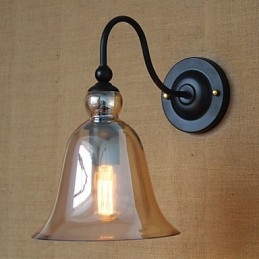 Amerikansk Landlig Minimalistisk Stue I Gangdekorert Glassvegglampe
