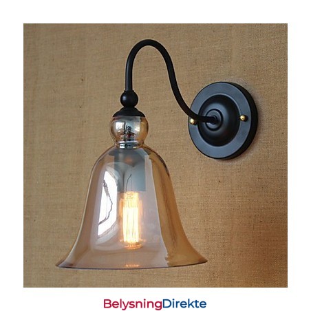 Amerikansk Landlig Minimalistisk Stue I Gangdekorert Glassvegglampe