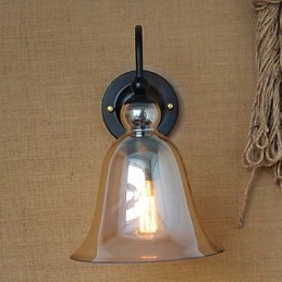 Amerikansk Landlig Minimalistisk Stue I Gangdekorert Glassvegglampe